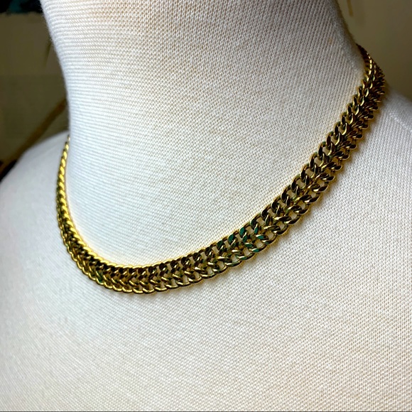 Monet Jewelry - Vintage MONET Thick Gold Necklace Flat